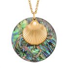 Abalone Muschel Jakobsmuschel-Design Anhänger mit Kette, Reiner Edelstahl, goldfarben, ca. 0,01 ct.