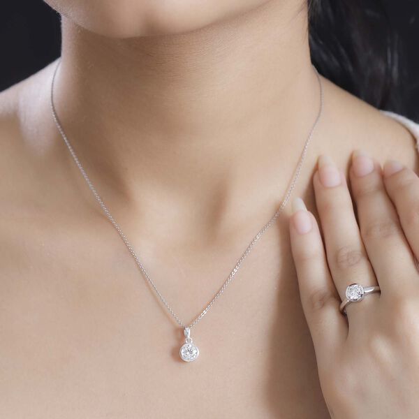 2er Set - Moissanit Ring und Anhänger, 925 Silber platiniert (Größe 19.00) ca. 1.50 ct image number 3