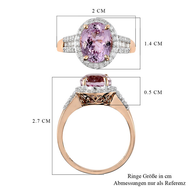 AAA Martha Rocha Kunzit und wei&szlig;er Diamant-Ring, I2-I3 G-H, 585 Ros&eacute;gold  ca. 3,95 ct image number 8