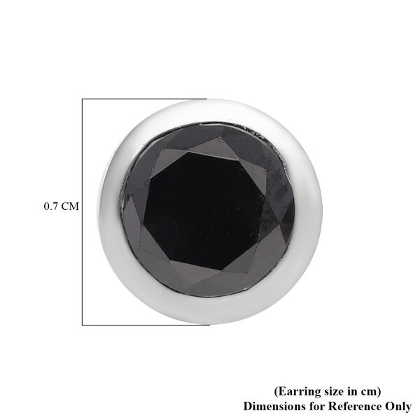 Schwarze Diamant-Solitär-Ohrstecker in Silber image number 5