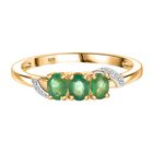 AA Sambischer Smaragd Ring 925 Silber 750 Gelb Vergoldet (Größe 18.00) ca. 0.47 ct