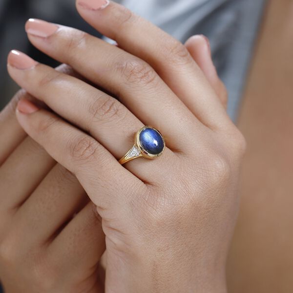 AAA Labradorit, Weißer Zirkon Ring, ca. 6,26 ct image number 4