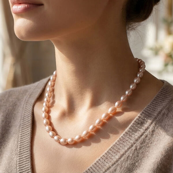 AA lavendel S&uuml;&szlig;wasser Perle 45+5cm Halskette image number 2