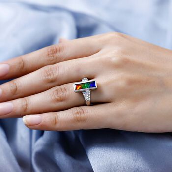 Ammolit und wei&szlig;er Zirkon-Ring - 2,82 ct.