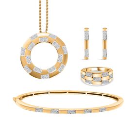 Weißes Diamant-Schmuckset, Goldton - 0,11 ct.