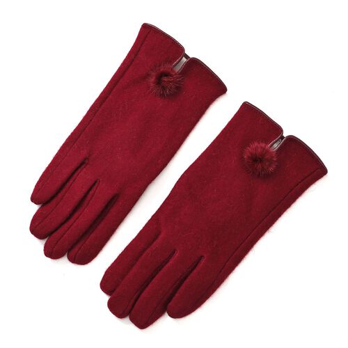 Kashmir Handschuhe mit Supersoft Mikroplusch futter, Burgunderrot image number 0