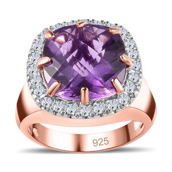 AAA Rose De France Amethyst und Zirkon Ring - 7,12 ct.