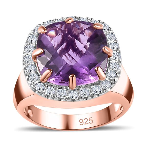 AAA Rose De France Amethyst und Zirkon Ring - 7,12 ct. image number 4
