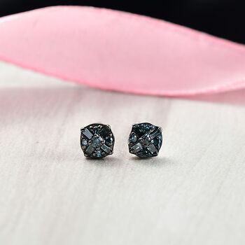 D'Joy Blauer Diamant Ohrringe 925 Silber rhodiniert ca. 0.15 ct