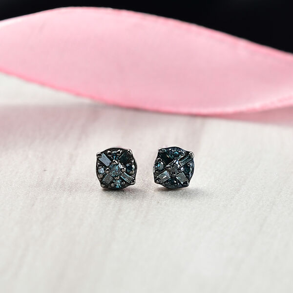 D'Joy Blauer Diamant Ohrringe 925 Silber rhodiniert ca. 0.15 ct image number 2