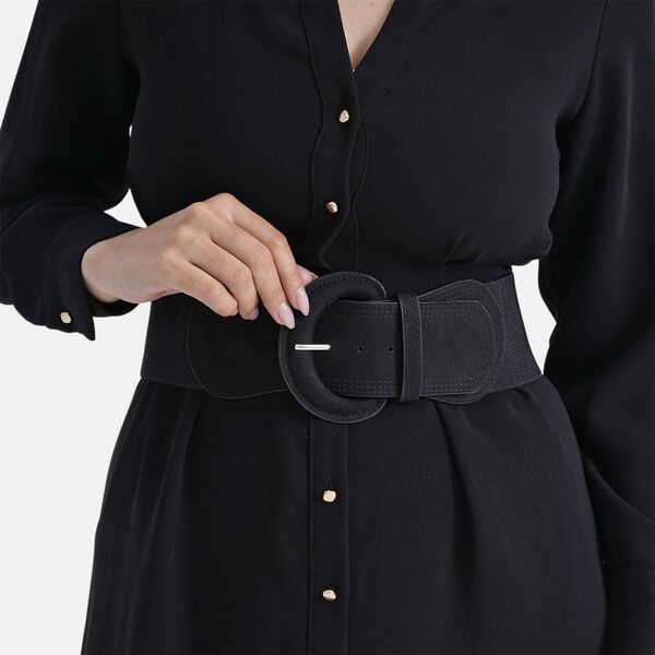 G&uuml;rtel mit runder Schnalle, 45x7,5cm, Schwarz image number 3