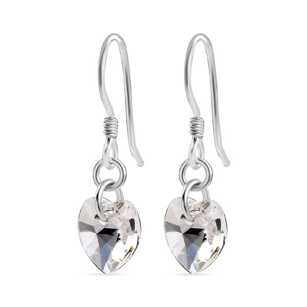 J Francis gefertigt mit SWAROVSKI- Weiße Swarovski Kristall Herz Ohrringe image number 5