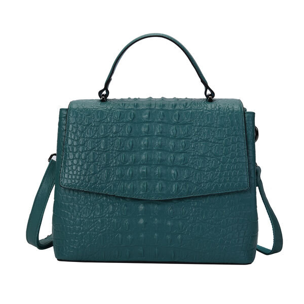 Schultertasche aus 100% echtem Leder mit Kroko-Pr&auml;gung und abnehmbarem Riemen image number 6