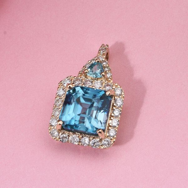 AAA blauer Zirkon und Diamant-Anhänger in 585 Gold - 4,33 ct. image number 1