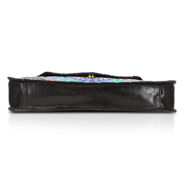 SUKRITI handbemalte Echtleder Tasche mit Pr&auml;gung 32 x 6 x 19 cm, Schwarz image number 8