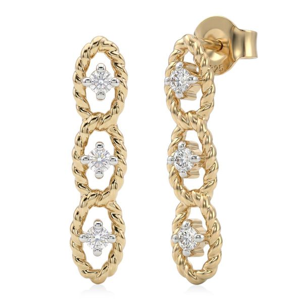 LUXURIANT DIAMOND - Lab Grown Diamant SI-GH SGL zertifiziert  Ohrringe 925 Silber 750 Gelbgold vermeil ca. 0.25 ct