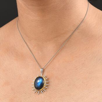 D'Joy AAA Labradorit Anh&auml;nger 925 Silber platiniert und vergoldet ca. 16.23 ct