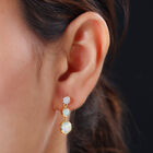 Natürlicher Äthiopischer Opal und Zirkon Tropfen Ohrhänger 925 Silber vergoldet ca. 3,70 ct  image number 2
