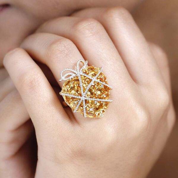 GP Amore Kollektion- AA Citrin, Zirkon und blauer Saphir-Ring- 9,29 ct. image number 3