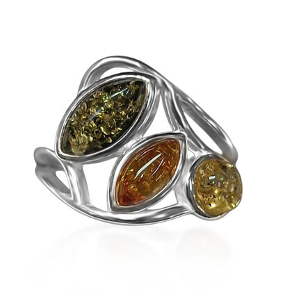 Nat&uuml;rlicher Baltischer Bernstein Ring 925 Silber (Gr&ouml;&szlig;e 16.00)