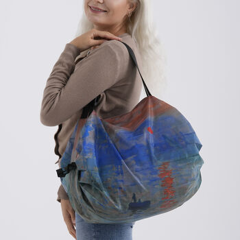 Faltbare Einkaufstasche mit Rei&szlig;verschlussfach 50 x 70 cm Blau Gr&uuml;n Seemotiv