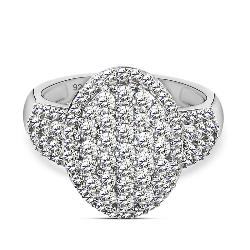 88 Facetten Moissanit-Ring, 925 Silber platiniert  ca. 1,17 ct image number 0