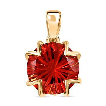 Lab Created Padparadscha-Saphir, Wei&szlig;er Zirkon Anh&auml;nger 925 Silber Gelbgold Vermeil ca. 5.37 ct