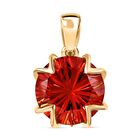 Lab Created Padparadscha-Saphir, Weißer Zirkon Anhänger 925 Silber Gelbgold Vermeil ca. 5.37 ct
