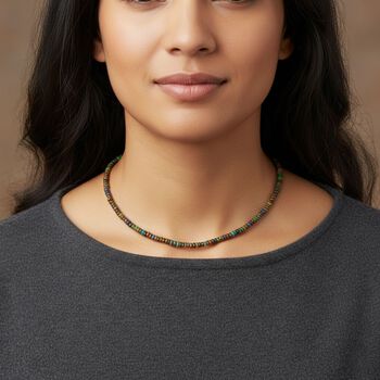 Schwarzer Opal Halskette ca. 45 cm 925 Silber rhodiniert ca. 45,00 ct.