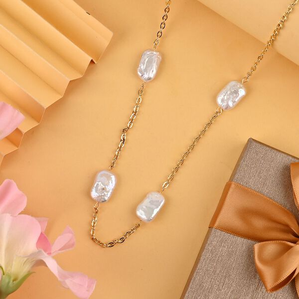 Wei&szlig;e Keshi Perle-Halskette image number 6