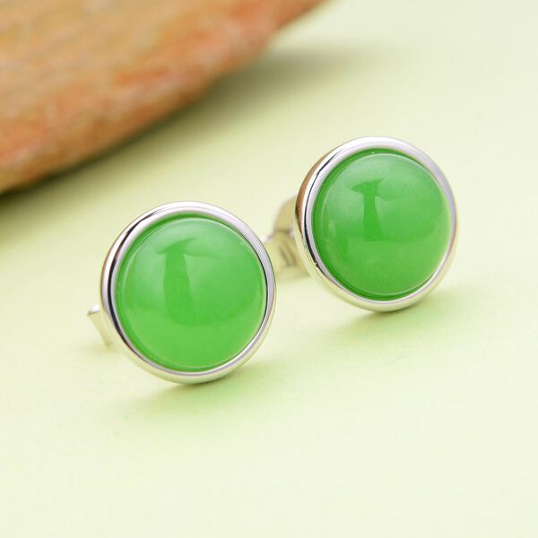 Gr&uuml;ne Jade Ohrringe, 925 Silber rhodiniert ca. 5,38 ct image number 2