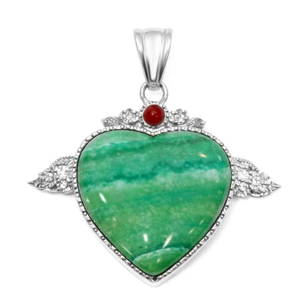 Gr&uuml;ner Rhodochrosit, Roter Achat Anh&auml;nger ca. 36,00 ct.