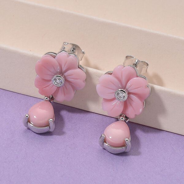 D'Joy Natürliche Rosa Königsmuschel Perle Ohrringe 925 Silber rhodiniert image number 2