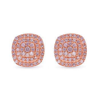 Nat&uuml;rliche, rosa Diamant Ohrringe, 925 Silber Ros&eacute;gold Vermeil ca. 0.33 ct