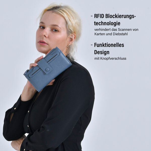 Brieftasche mit RFID-Schutz, 18x3x9cm, Blau image number 2