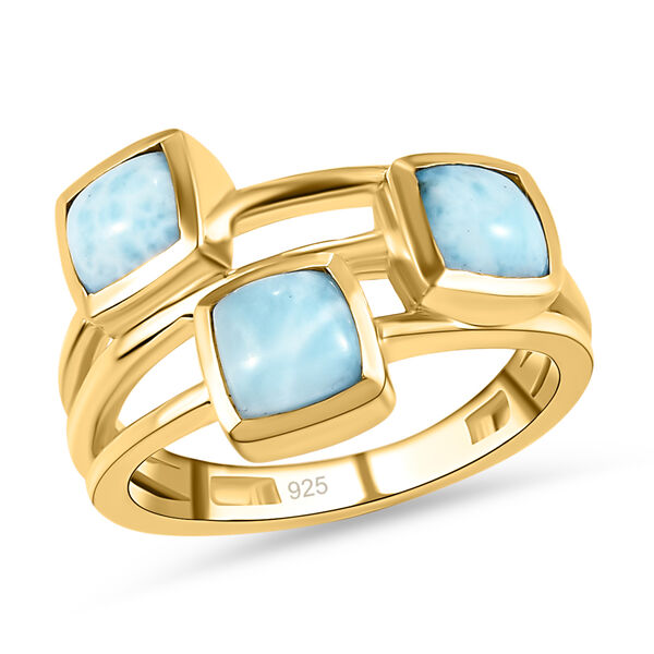 Larimar-Ring, 925 Silber vergoldet  ca. 2,52 ct image number 4