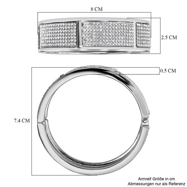 Weißer Kristall Armreif, ca. 19 cm, silberfarben image number 6