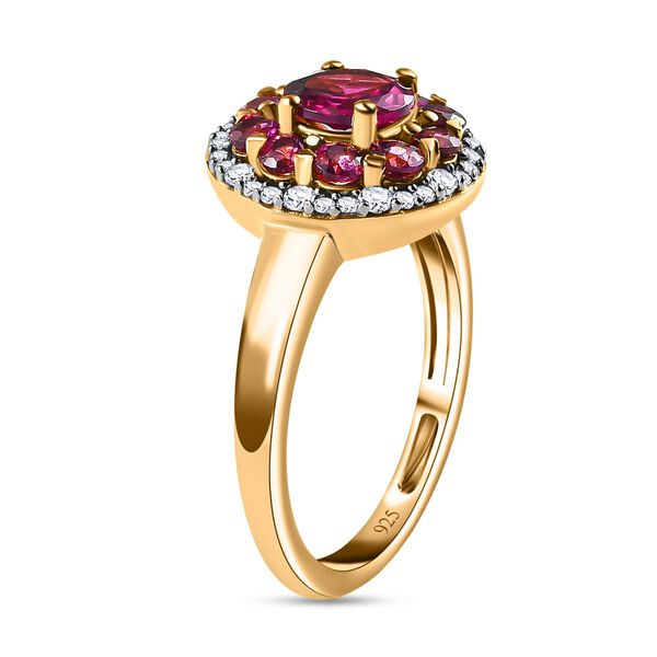 Rhodolith Granat Ring, 925 Silber Gelbgold Vermeil (Größe 21.00) ca. 2.22 ct image number 5