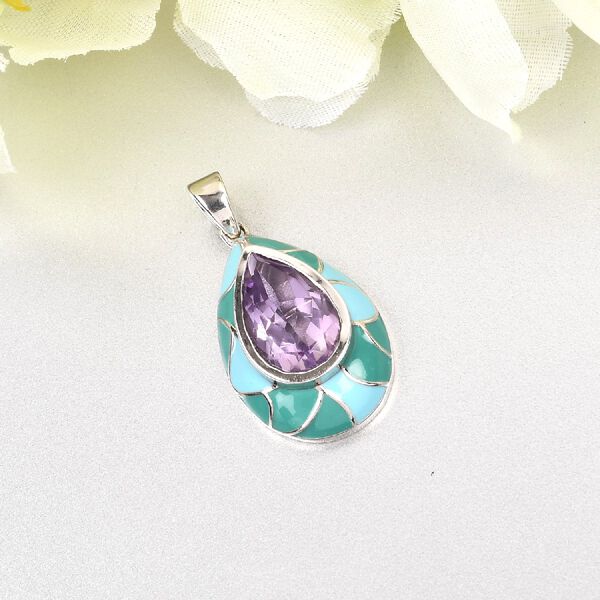 Rosa Amethyst Anh&auml;nger 925 Silber platiniert ca. 3,56 ct image number 3