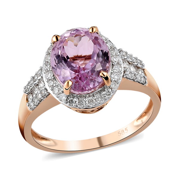 AAA Martha Rocha Kunzit und weißer Diamant-Ring, I2-I3 G-H, 585 Roségold  ca. 3,95 ct image number 5