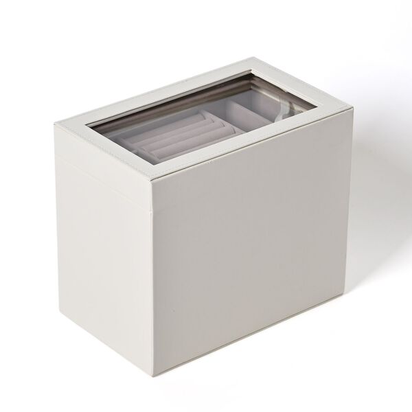 Schmuckbox, 4 Schichten mit Chic-Griff und Glasfenster , weiß image number 5