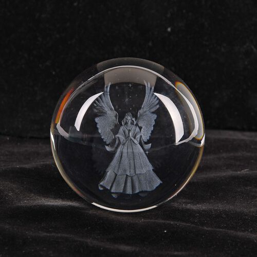 3D-Kristallglaskugel mit Engel, LED-Beleuchtung, 8cm, Farbwechsellicht image number 0