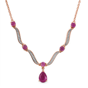 D'Joy Ilakaka Rosa Saphir (Fissure gef&uuml;llt) Halskette ca. 50 cm 925 Silber 750 Ros&eacute;gold vermeil ca. 3,20 ct.