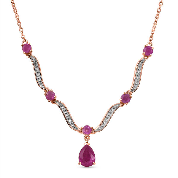 D'Joy Ilakaka Rosa Saphir (Fissure gef&uuml;llt) Halskette ca. 50 cm 925 Silber 750 Ros&eacute;gold vermeil ca. 3,20 ct.