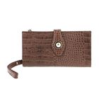 Kroko-geprägte Geldbörse aus 100% echtem Leder mit RFID Schutz, 19x11.4x1.3cm, Braun