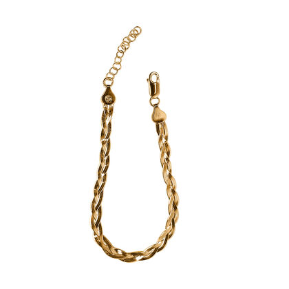 Italianisches geflochtenes Armband, ca. 18 cm + 2.5 cm Extender, 925 Silber vergoldet