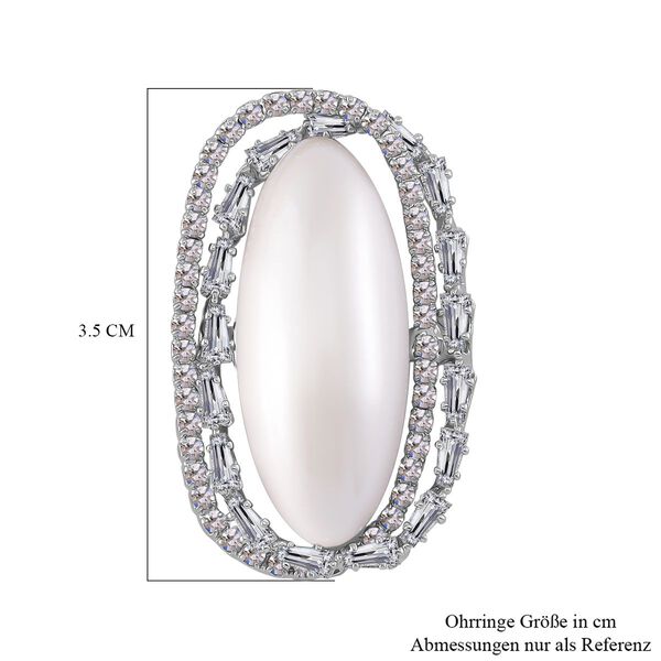 Edle Perlen-Ohrringe mit wei&szlig;en Kristallakzenten, Silberfarben image number 5