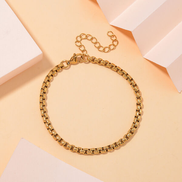 Venezianer Box Armband, Reiner Edelstahl, vergoldet, ca. 19 cm + 5 cm Extender, ca. 7,60g image number 1