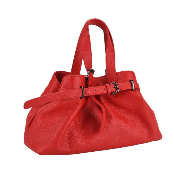 Echtleder-Crossbody-Bag im Trapez-Design, 32x12x19 cm, Rot image number 3