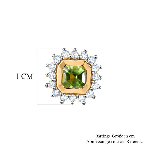 D'Joy AA Peridot, Wei&szlig;er Zirkon Ohrringe 925 Silber Gold ca. 1,09 ct. image number 3
